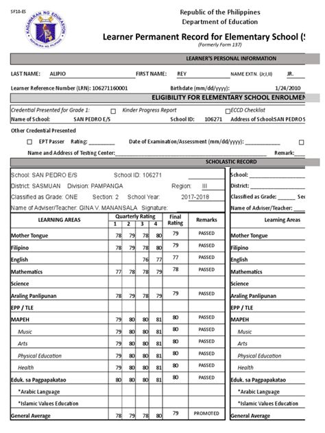 sf10 meaning|Learner's Permanent Academic Record (SF10) .